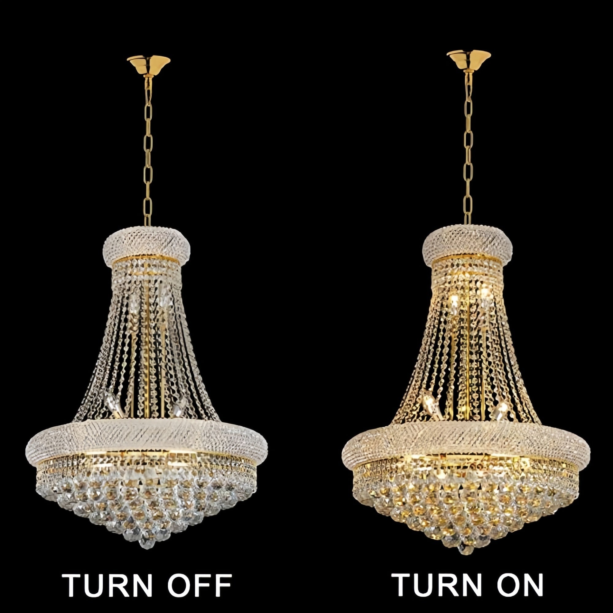 Luxury Empire Foyer K9 Crystal Chandelier Light Fixture In Gold/ Chrome Finish - D19.7"*H21.7"ChromeWarm LightBlushlighting