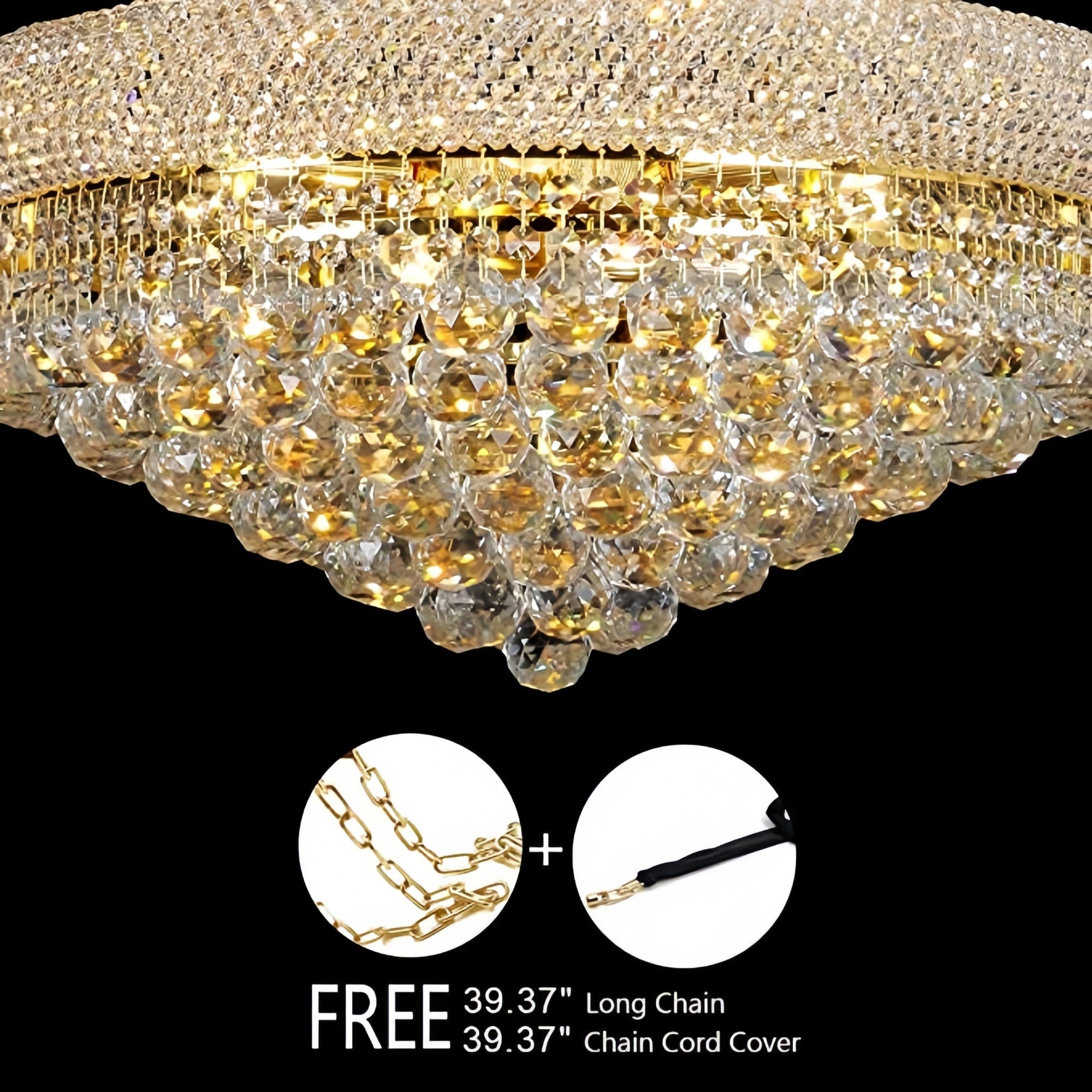 Luxury Empire Foyer K9 Crystal Chandelier Light Fixture In Gold/ Chrome Finish - D19.7"*H21.7"ChromeWarm LightBlushlighting