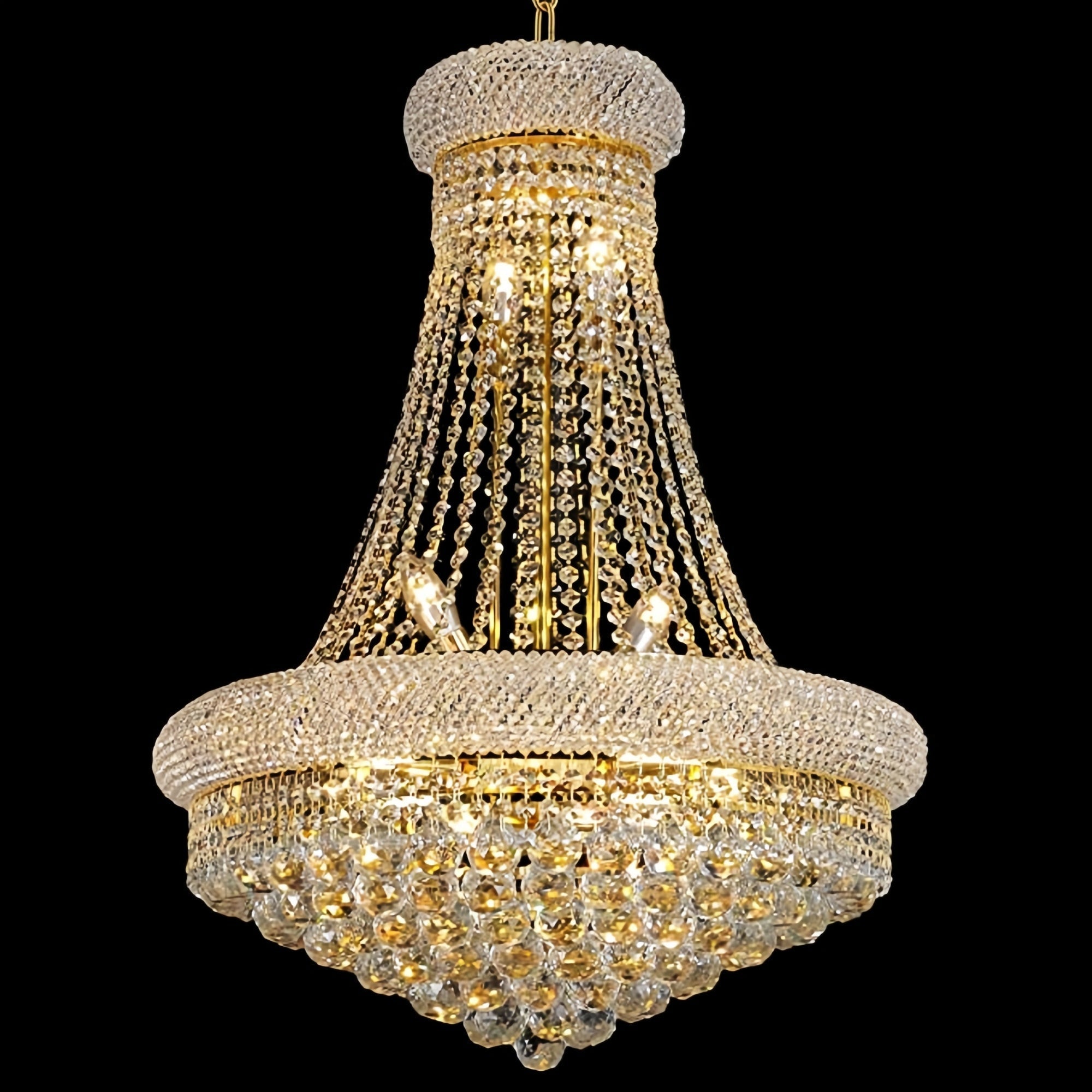 Luxury Empire Foyer K9 Crystal Chandelier Light Fixture In Gold/ Chrome Finish - D19.7"*H21.7"GoldWarm LightBlushlighting