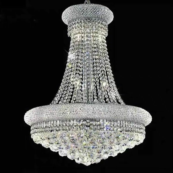 Luxury Empire Foyer K9 Crystal Chandelier Light Fixture In Gold/ Chrome Finish - D19.7"*H21.7"ChromeWarm LightBlushlighting