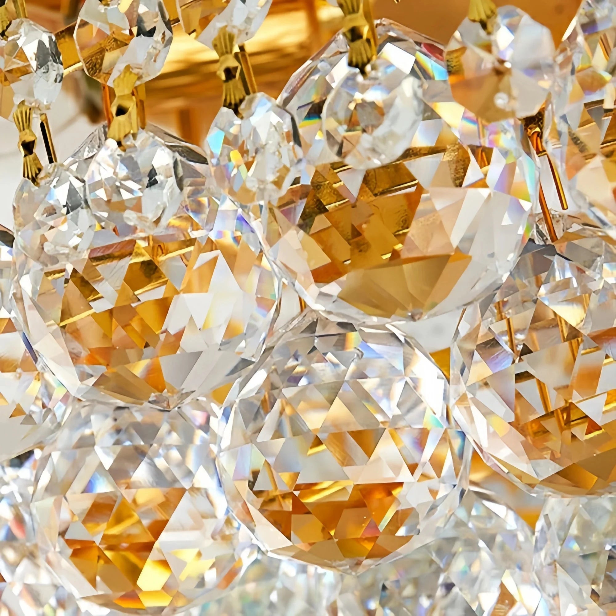 Luxury Empire Foyer K9 Crystal Chandelier Light Fixture In Gold/ Chrome Finish - D19.7"*H21.7"ChromeWarm LightBlushlighting