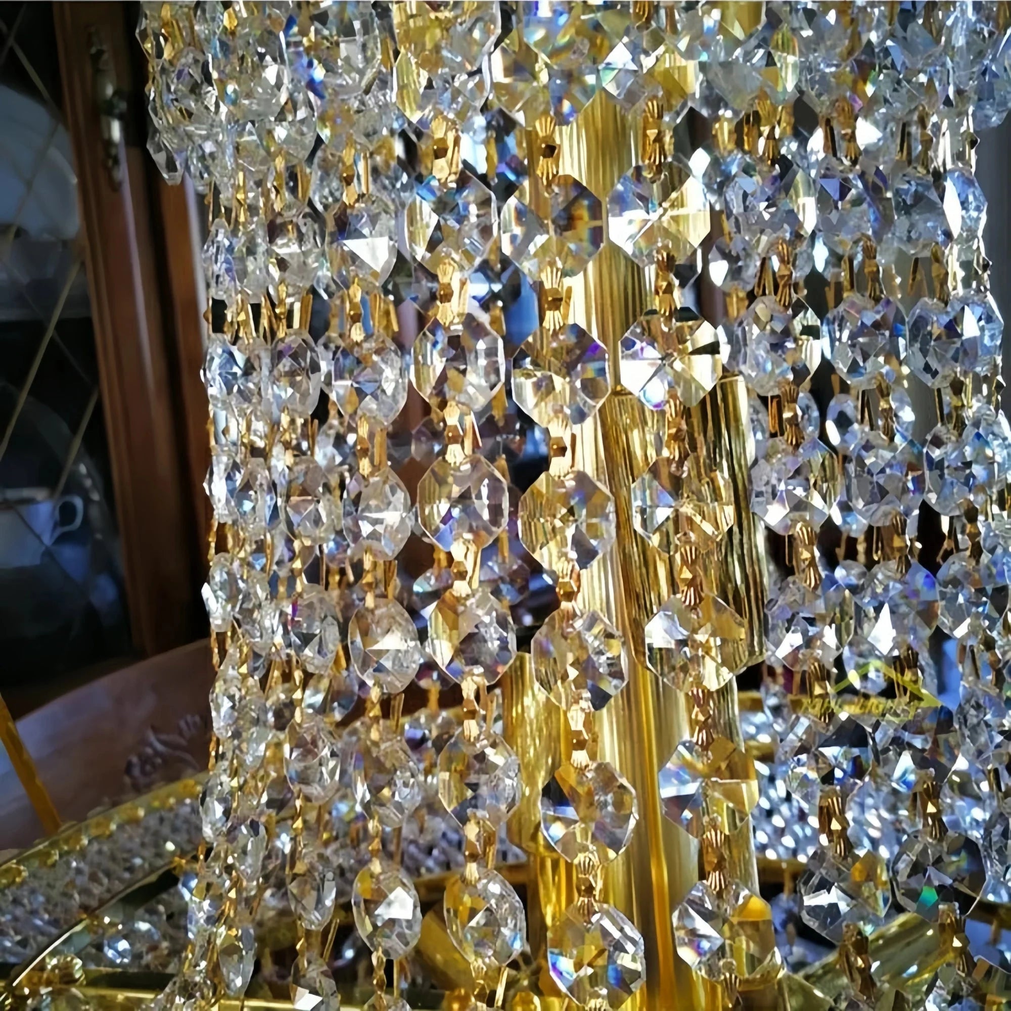 Luxury Empire Foyer K9 Crystal Chandelier Light Fixture In Gold/ Chrome Finish - D19.7"*H21.7"ChromeWarm LightBlushlighting