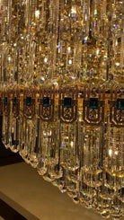Luxury Extra Large Conical Funnel Crystal Chandelier with Sapphire for High Ceiling - D31.5"*H52.5"(D80cm*H133cm)/75.7kgWarm LightBlushlighting