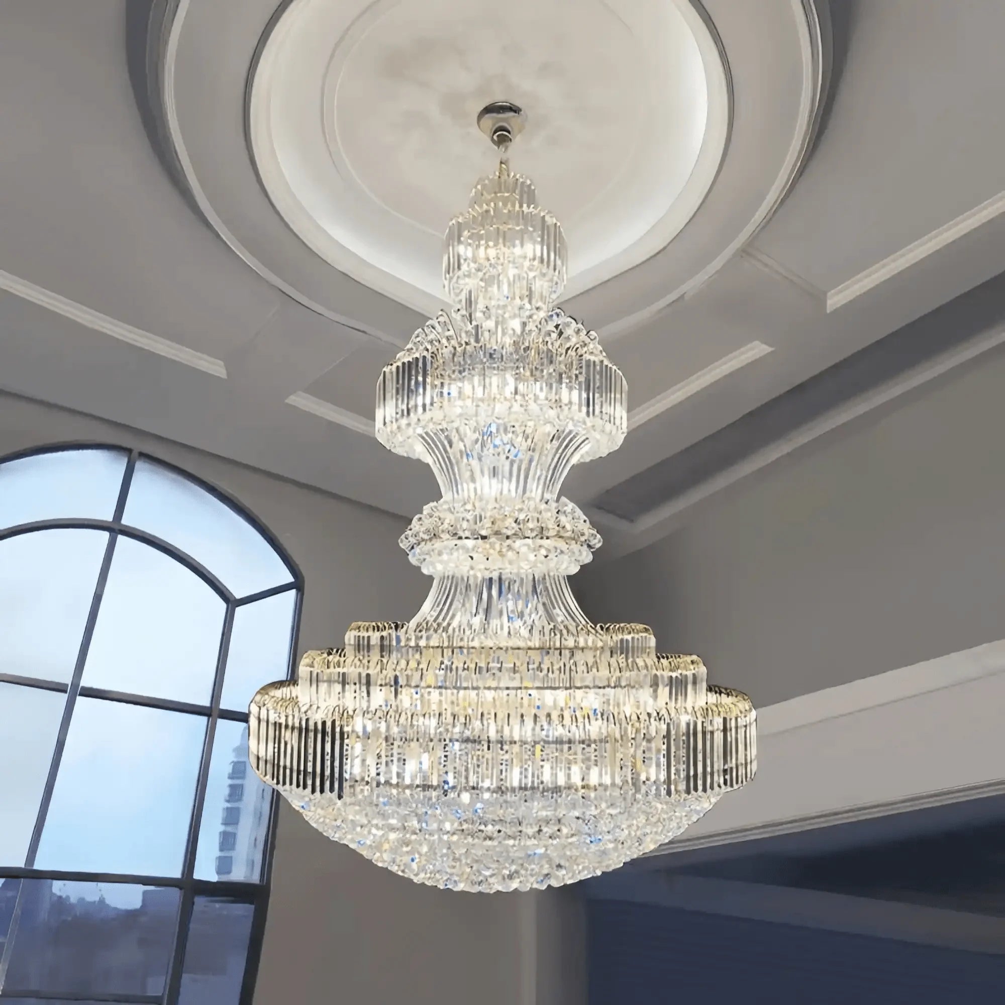 Luxury Extra Large Crystal Chandelier Round Ceiling Light Fixture for Foyer, Entryway & Entrance - D39.4"*H59.1"Warm LightBlushlighting