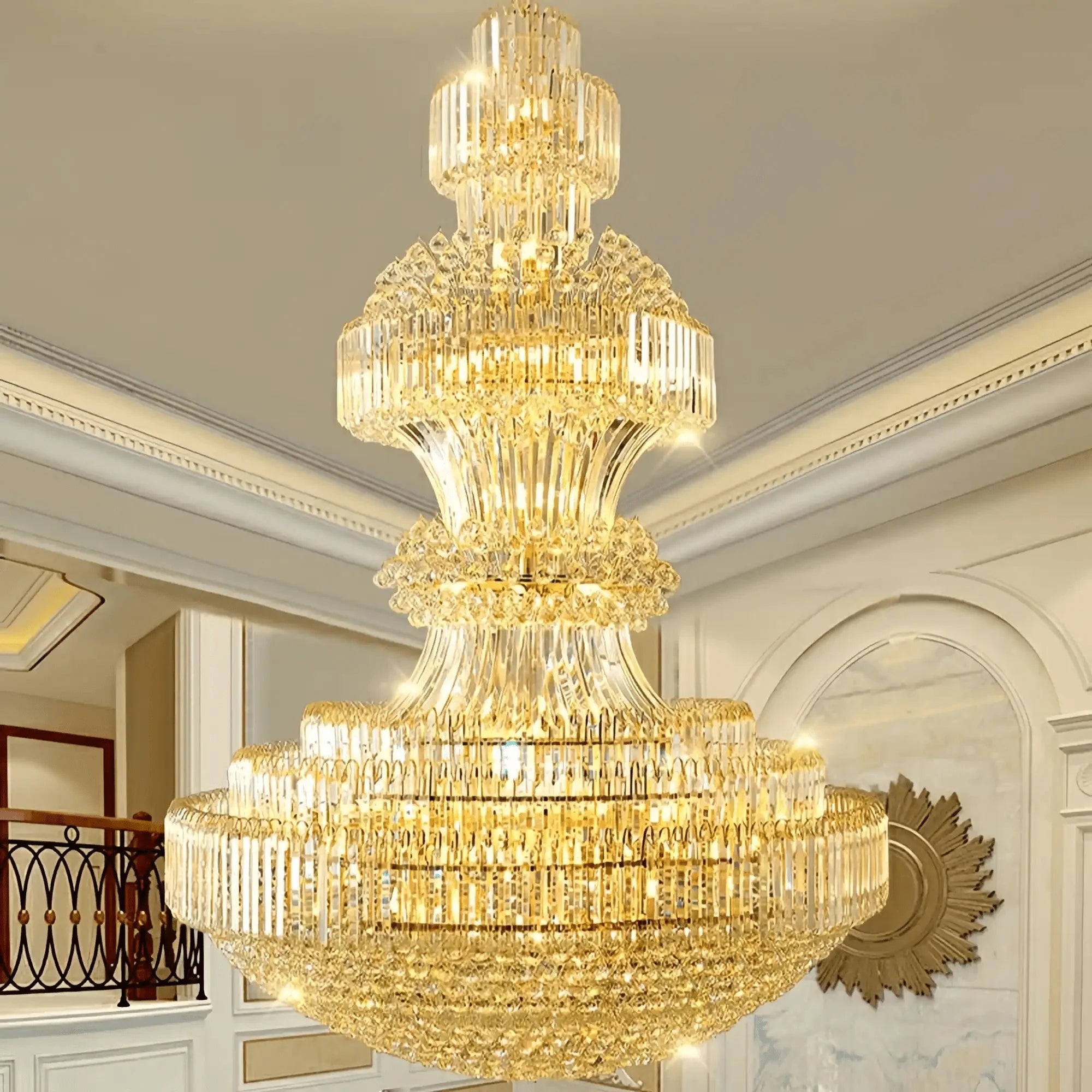 Luxury Extra Large Crystal Chandelier Round Ceiling Light Fixture for Foyer, Entryway & Entrance - D39.4"*H59.1"Warm LightBlushlighting