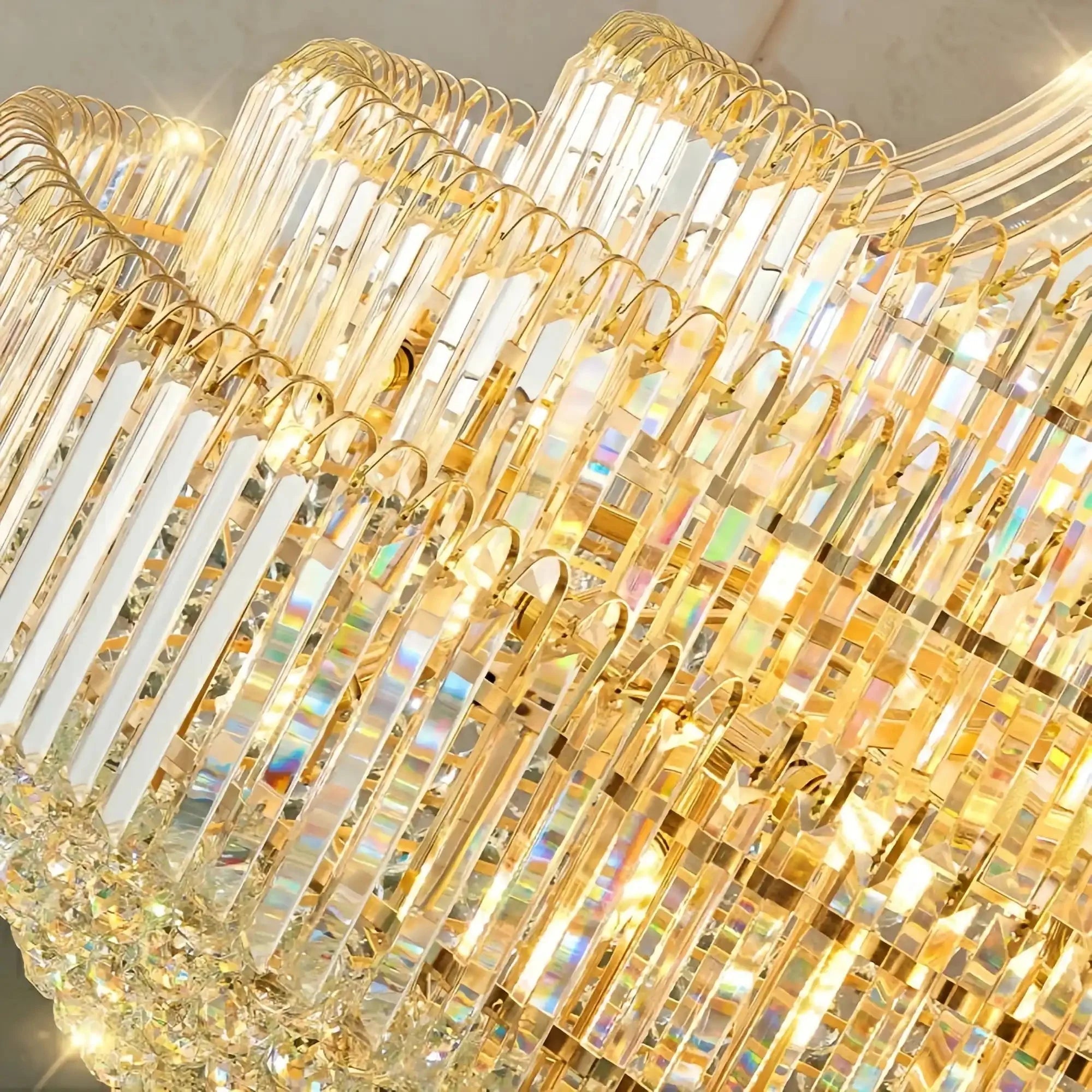 Luxury Extra Large Crystal Chandelier Round Ceiling Light Fixture for Foyer, Entryway & Entrance - D39.4"*H59.1"Warm LightBlushlighting