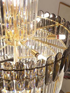 Luxury Extra Large Foyer Spiral Staircase Chandelier Long Crystal Ceiling Light Fixture For Living Room Hall Entrance - D17.7"*H47.2"/ 13 LightsSmoky GrayBlushlighting