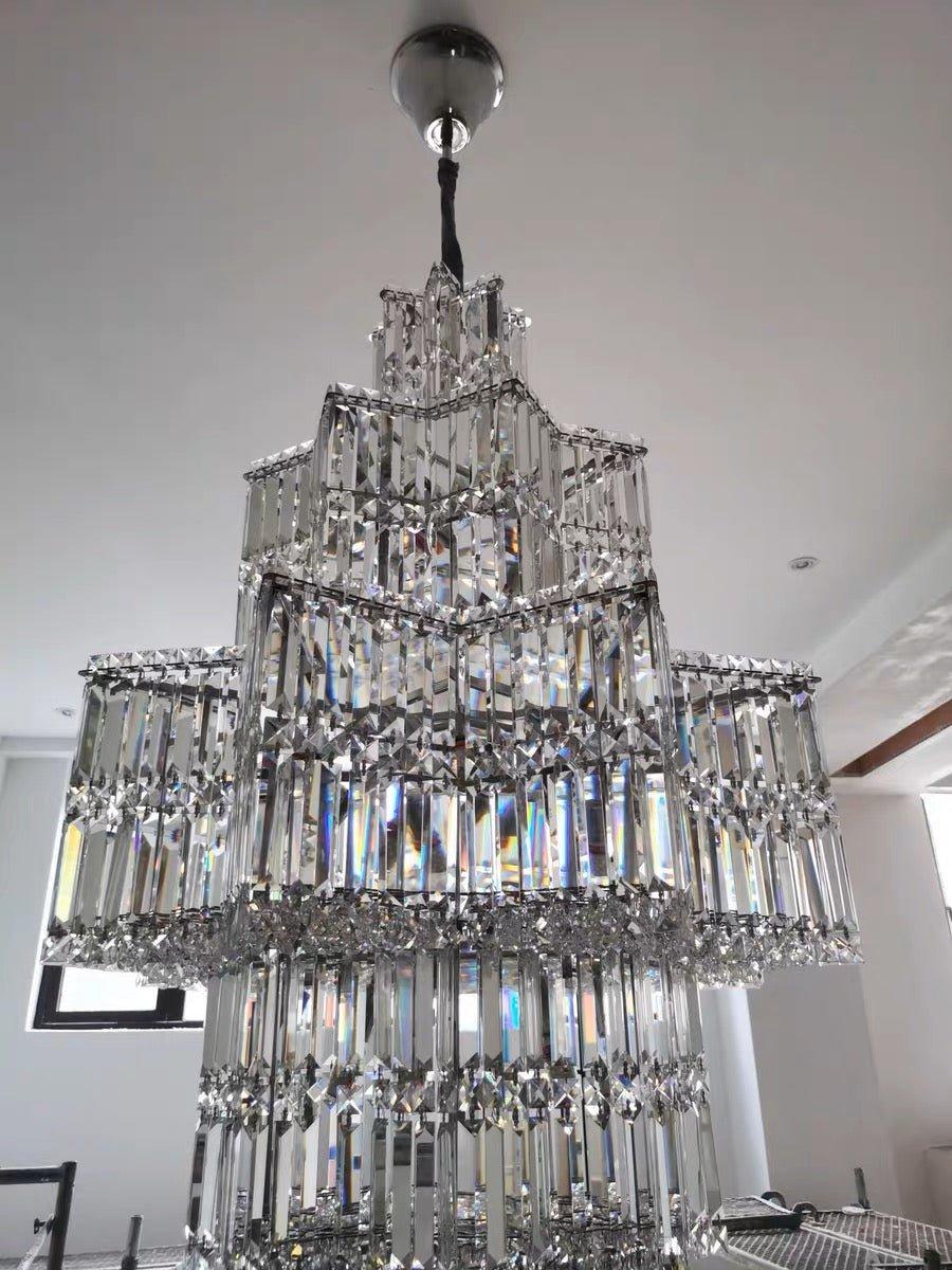 Luxury Extra Large Plaza Multi-Tier Crystal Chandelier For Hotel Hall / 2 Story Foyer / High Ceiling Living Room-Chandeliers-Blushlighting-Blushlighting