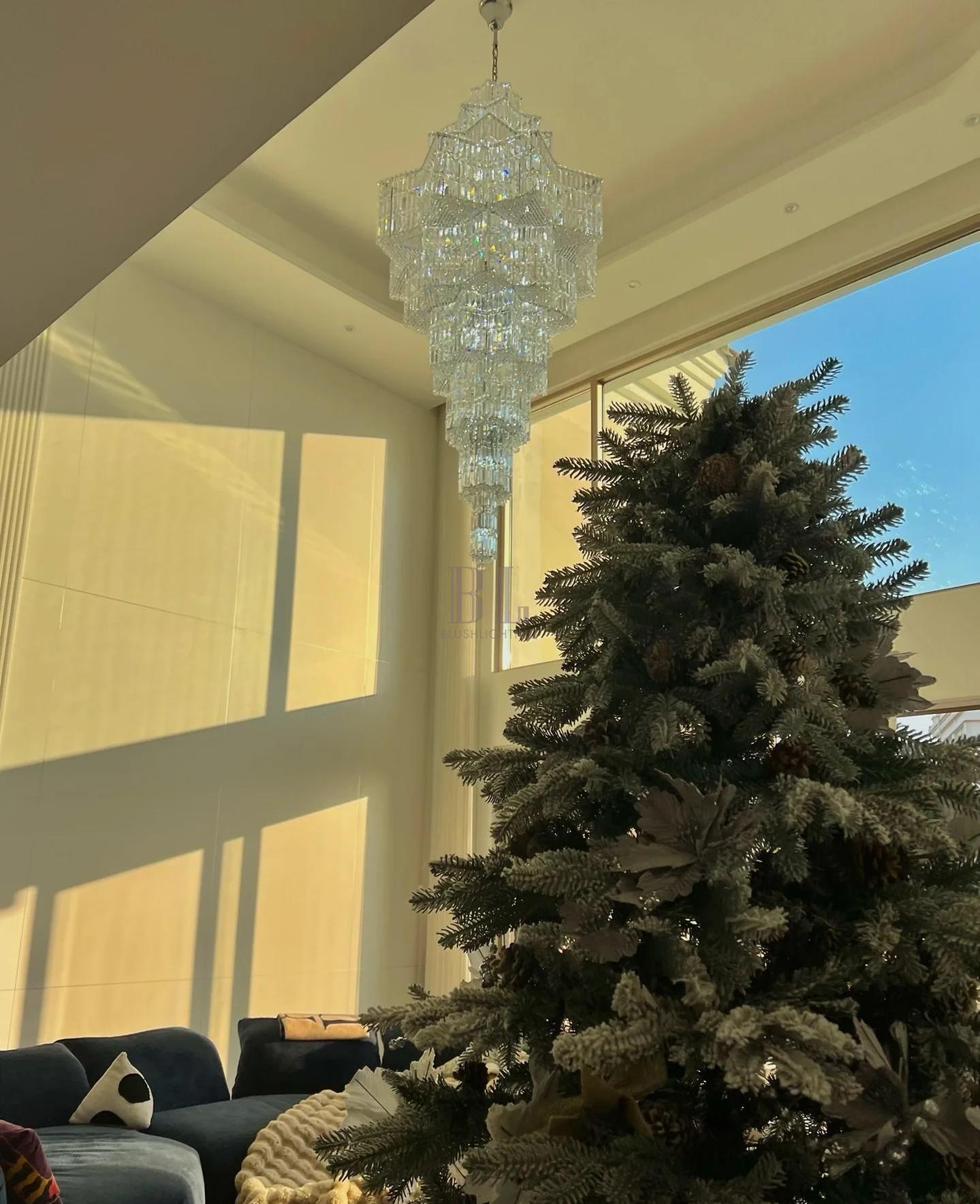 Luxury Extra Large Plaza Multi-Tier Crystal Chandelier For Hotel Hall / 2 Story Foyer / High Ceiling Living Room-Chandeliers-Blushlighting-Blushlighting