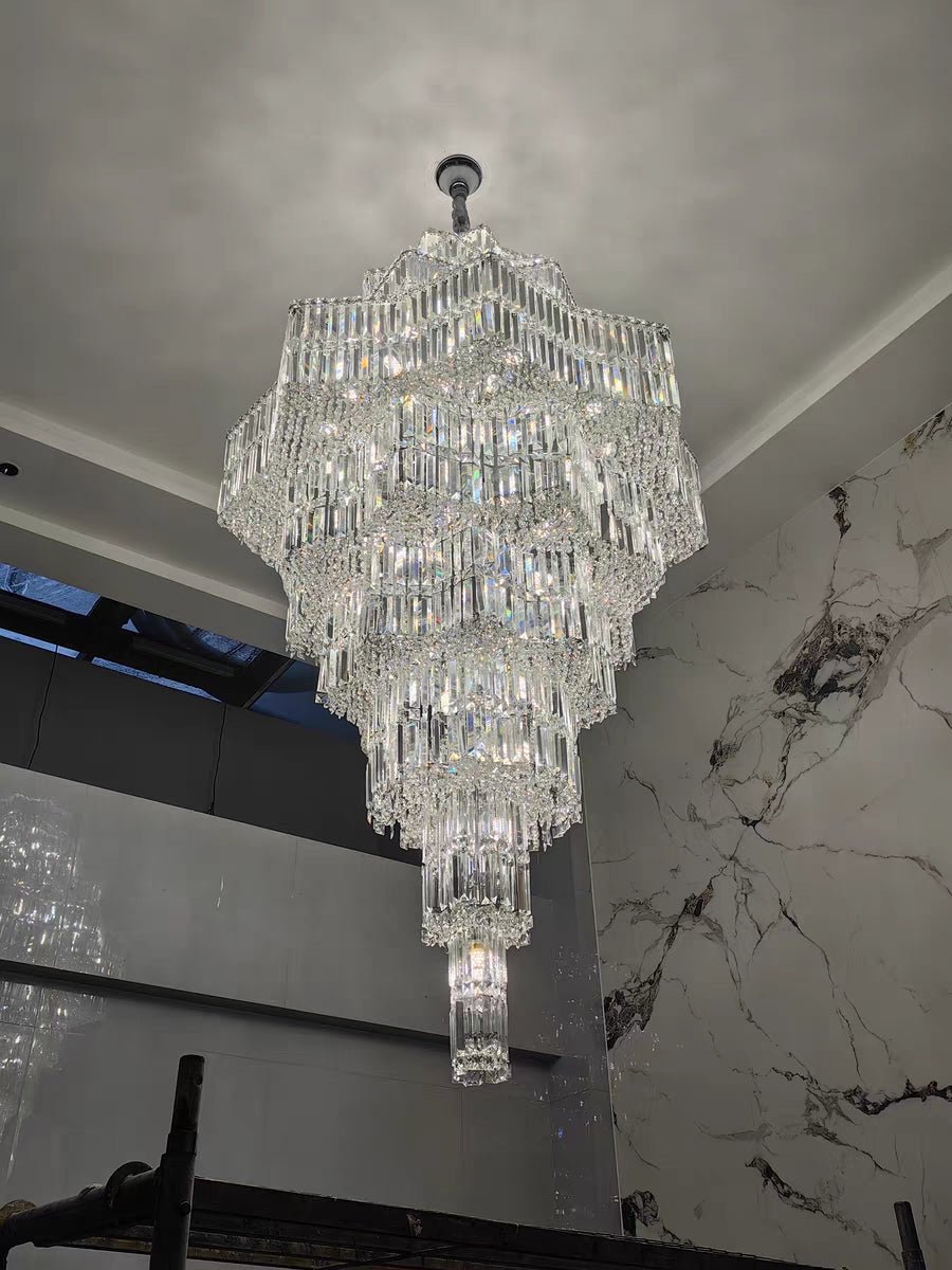 Luxury Extra Large Plaza Multi-Tier Crystal Chandelier For Hotel Hall / 2 Story Foyer / High Ceiling Living Room-Chandeliers-Blushlighting-Blushlighting