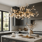Luxury Glass Bloom Branch Chandelier - ∅ 59.1″ x W 15.7″ x H 17.7″Gold + TransparentBlushlighting