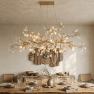 Luxury Glass Bloom Branch Chandelier - ∅ 47.2″ x W 15″ x H 15.7″Gold + TransparentBlushlighting