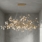 Luxury Glass Bloom Branch Chandelier - ∅ 78.7″ x W 21.7″ x H 23.6″Gold + TransparentBlushlighting