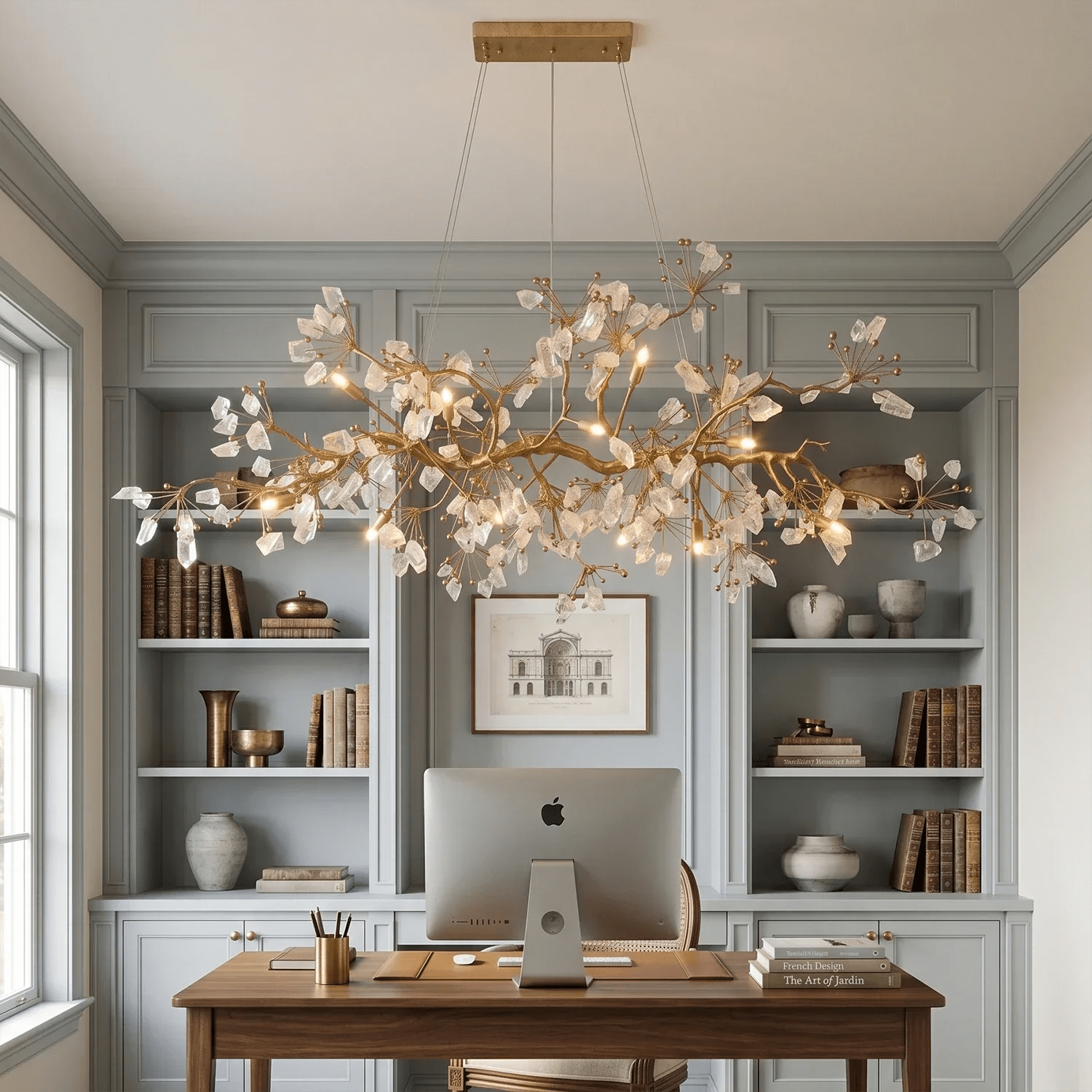 Luxury Glass Bloom Branch Chandelier - ∅ 70.9″ x W 17.7″ x H 19.7″Gold + TransparentBlushlighting