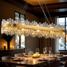 Luxury Gold 2 - Tier Rectangular Crystal Chandelier 52" L Dining - GoldRectangle L52''Blushlighting