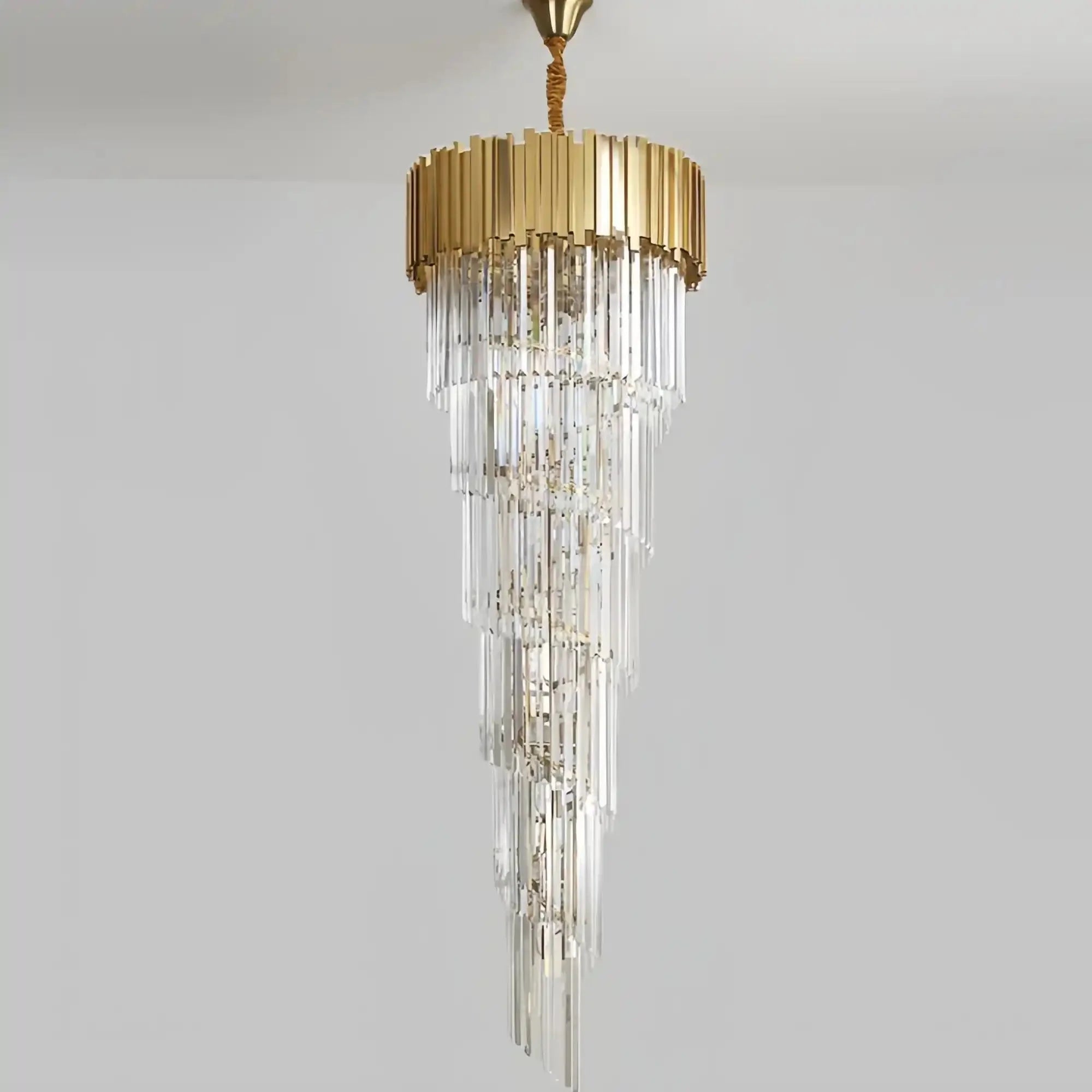 Luxury Gold Spiral Crystal Chandelier for Staircase/Foyer/Entryway - D23.6"*H78.7"Warm LightBlushlighting