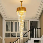 Luxury Gold Spiral Crystal Chandelier for Staircase/Foyer/Entryway - D23.6"*H78.7"Warm LightBlushlighting
