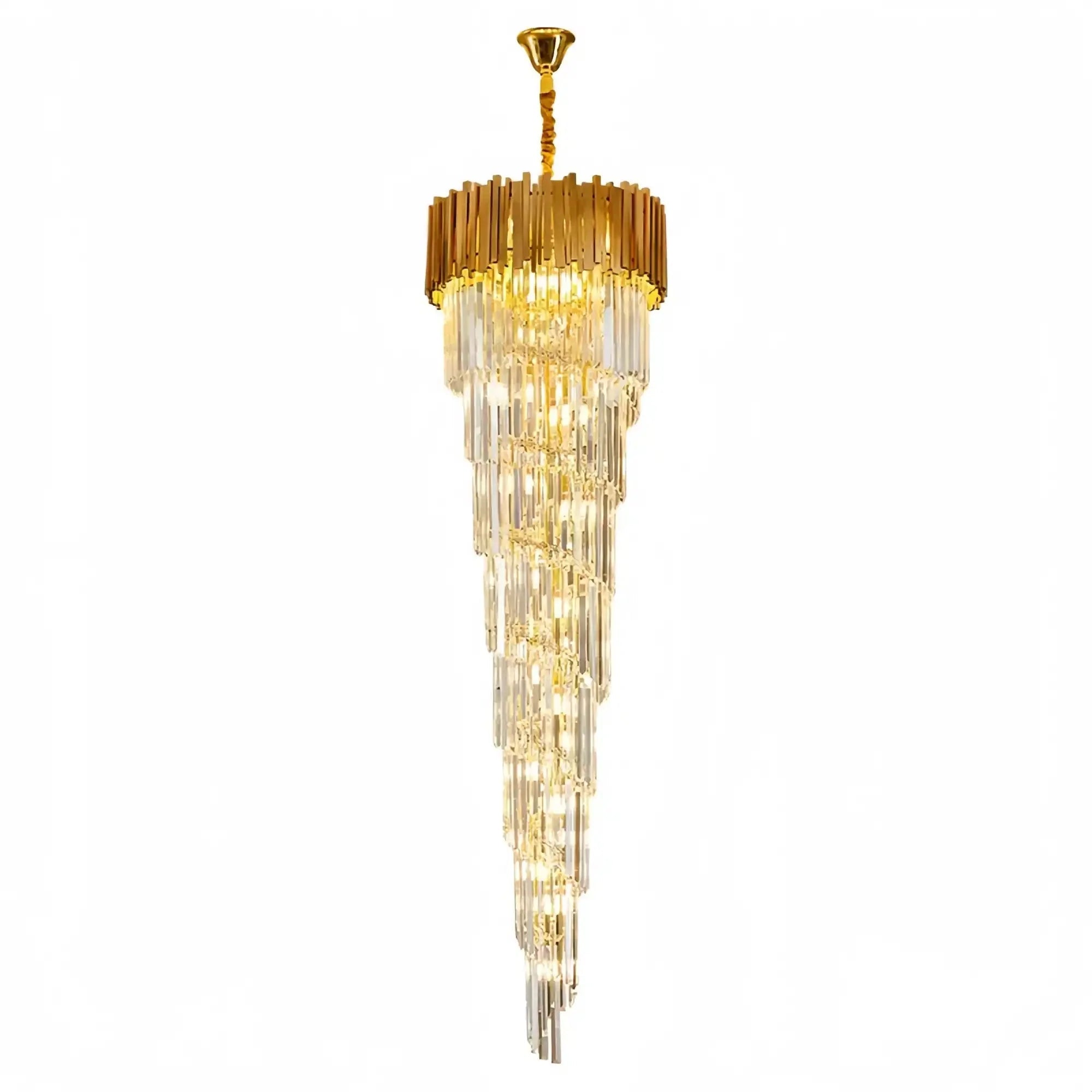 Luxury Gold Spiral Crystal Chandelier for Staircase/Foyer/Entryway - D23.6"*H78.7"Warm LightBlushlighting