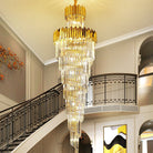 Luxury Gold Trimmed Long Crystal Chandelier Foyer Staircase Extra Large Ceiling Light Fixture - D17.7"*H47.2"/ 13 LightsBlushlighting