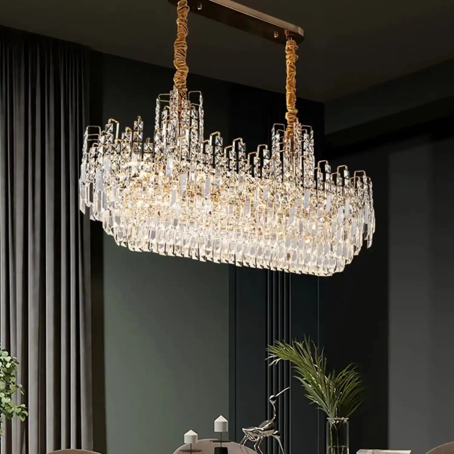 Luxury Hotel Hallway Ceiling Lighting Fixture Large Round Crystal Chandelier - Blushlighting