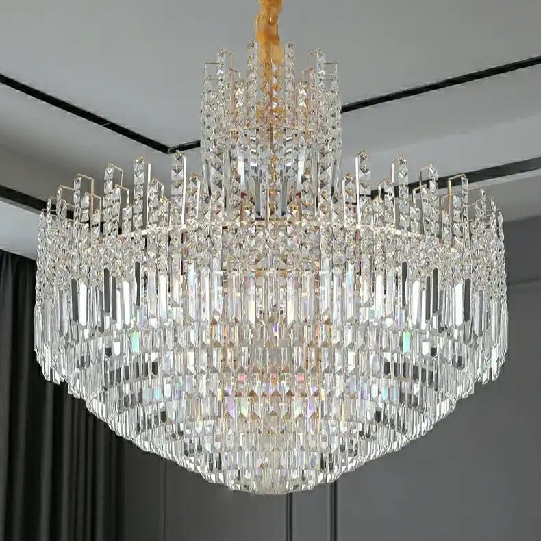 Luxury Hotel Hallway Ceiling Lighting Fixture Large Round Crystal Chandelier - Blushlighting