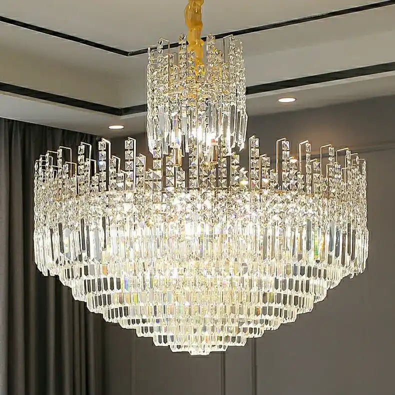 Luxury Hotel Hallway Ceiling Lighting Fixture Large Round Crystal Chandelier - Blushlighting