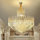 Luxury Hotel Hallway Ceiling Lighting Fixture Large Round Crystal Chandelier - Blushlighting