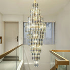 Luxury Large Foyer Staircase K9 Crystal Chandelier Long Ceiling Lighting Fixture For Living Room Hall - D15.8"*H47.2"Warm LightBlushlighting