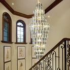 Luxury Large Foyer Staircase K9 Crystal Chandelier Long Ceiling Lighting Fixture For Living Room Hall - D15.8"*H47.2"Warm LightBlushlighting