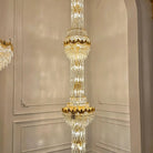 Luxury Majesty Grand Crown Top Cascading Long Tiered Crystal Chandelier - D23.62"*H137.80" (D60cm*H350cm)Warm LightBlushlighting