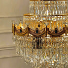 Luxury Majesty Grand Crown Top Cascading Long Tiered Crystal Chandelier - D23.62"*H137.80" (D60cm*H350cm)Warm LightBlushlighting