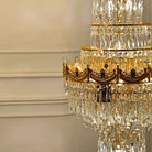 Luxury Majesty Grand Crown Top Cascading Long Tiered Crystal Chandelier - D23.62"*H137.80" (D60cm*H350cm)Warm LightBlushlighting