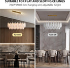 Luxury Modern Alabaster Brass Rectangle Chandelier with Adjustable Height