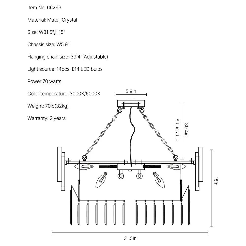 Luxury Modern Living Room Black Crystal Light Fixture-
