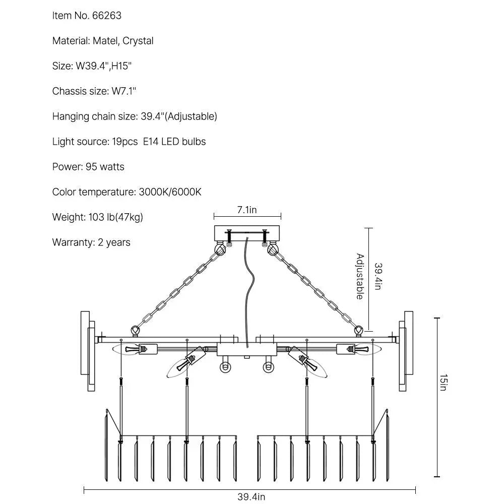 Luxury Modern Living Room Black Crystal Light Fixture-