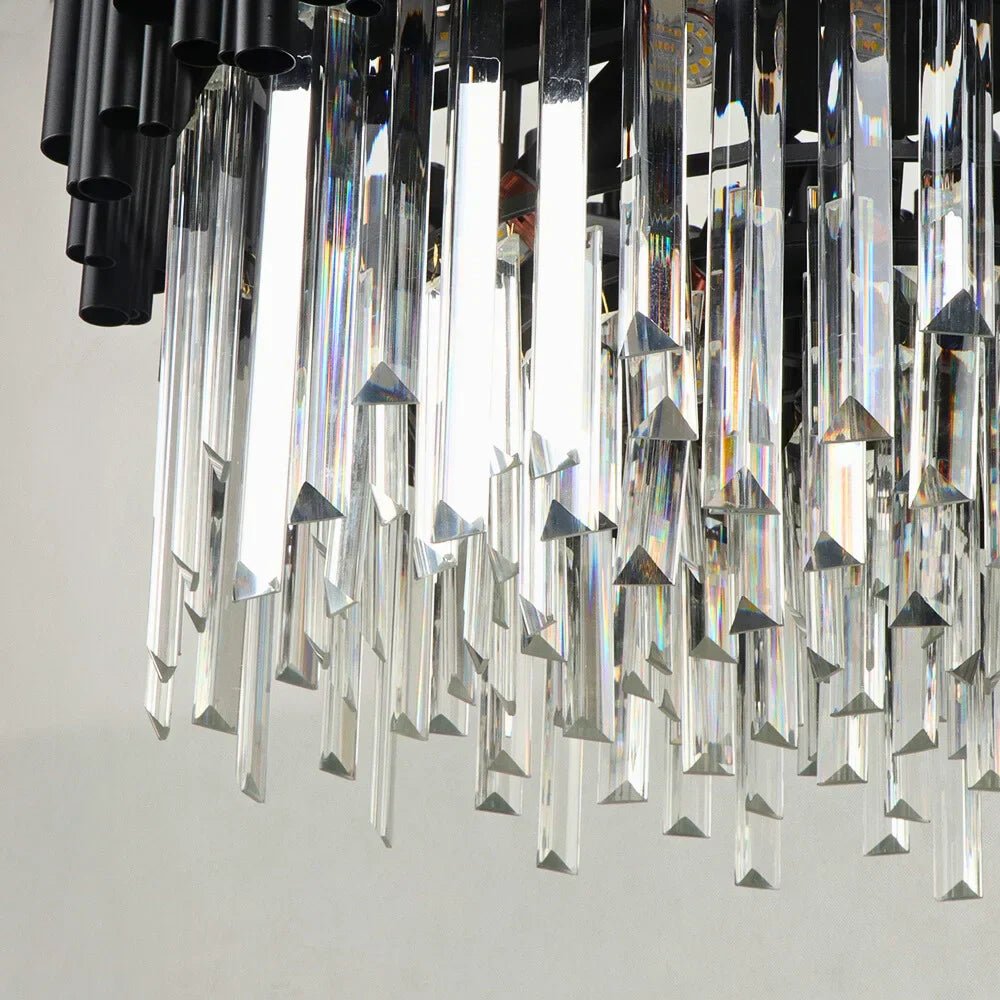 Luxury Modern Living Room Black Crystal Light Fixture - W17.7‘’×H15''Blushlighting