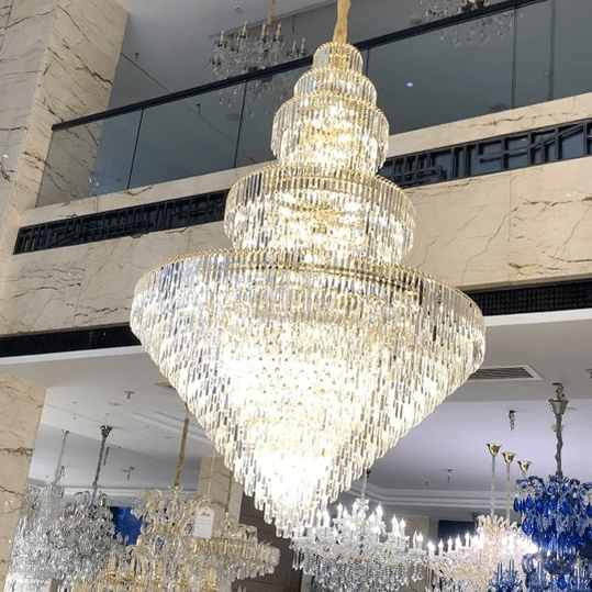 Luxury Multi - tiered Extra Large Crystal Chandelier for Staircase/Foyer/Entryway - 87 Lights/ D59.1"*H92.52"Blushlighting