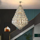 Luxury Multi - tiered Honeycomb Crystal Chandelier for High Ceiling - D23.6"*H35.4"/16 Lights/23 kgGoldWarm LightBlushlighting