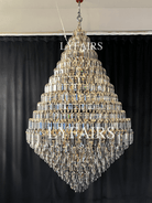 Luxury Multi - tiered Honeycomb Crystal Chandelier for High Ceiling - D23.6"*H35.4"/16 Lights/23 kgGoldWarm LightBlushlighting