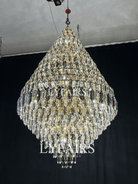 Luxury Multi - tiered Honeycomb Crystal Chandelier for High Ceiling - D23.6"*H35.4"/16 Lights/23 kgGoldWarm LightBlushlighting