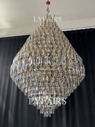 Luxury Multi - tiered Honeycomb Crystal Chandelier for High Ceiling - D23.6"*H35.4"/16 Lights/23 kgGoldWarm LightBlushlighting