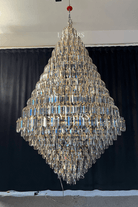Luxury Multi - tiered Honeycomb Crystal Chandelier for High Ceiling - D23.6"*H35.4"/16 Lights/23 kgGoldWarm LightBlushlighting