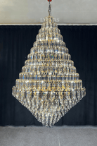 Luxury Multi - tiered Honeycomb Crystal Chandelier for High Ceiling - D23.6"*H35.4"/16 Lights/23 kgGoldWarm LightBlushlighting