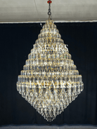 Luxury Multi - tiered Honeycomb Crystal Chandelier for High Ceiling - D23.6"*H35.4"/16 Lights/23 kgGoldWarm LightBlushlighting