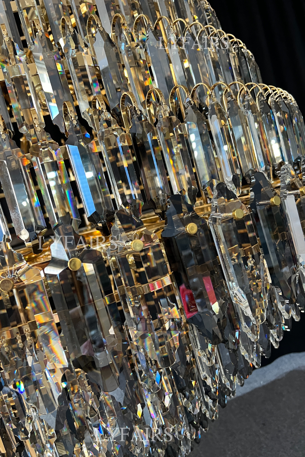 Luxury Multi-tiered Honeycomb Crystal Chandelier for High Ceiling-Chandeliers-Blushlighting-Blushlighting