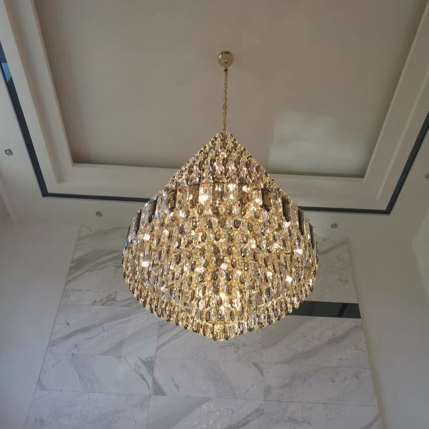 Luxury Multi-tiered Honeycomb Crystal Chandelier for High Ceiling-Chandeliers-Blushlighting-Blushlighting