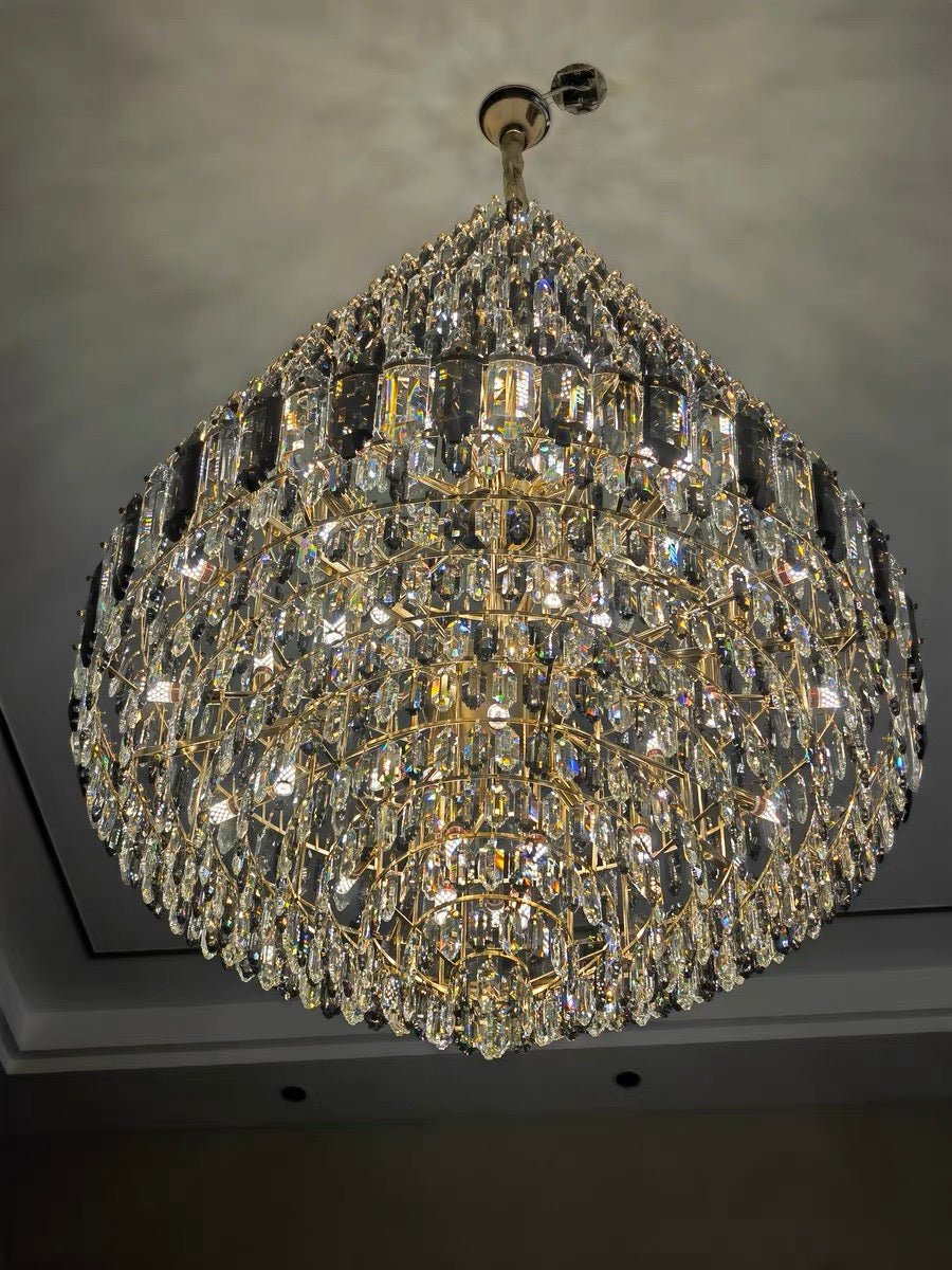 Luxury Multi-tiered Honeycomb Crystal Chandelier for High Ceiling-Chandeliers-Blushlighting-Blushlighting