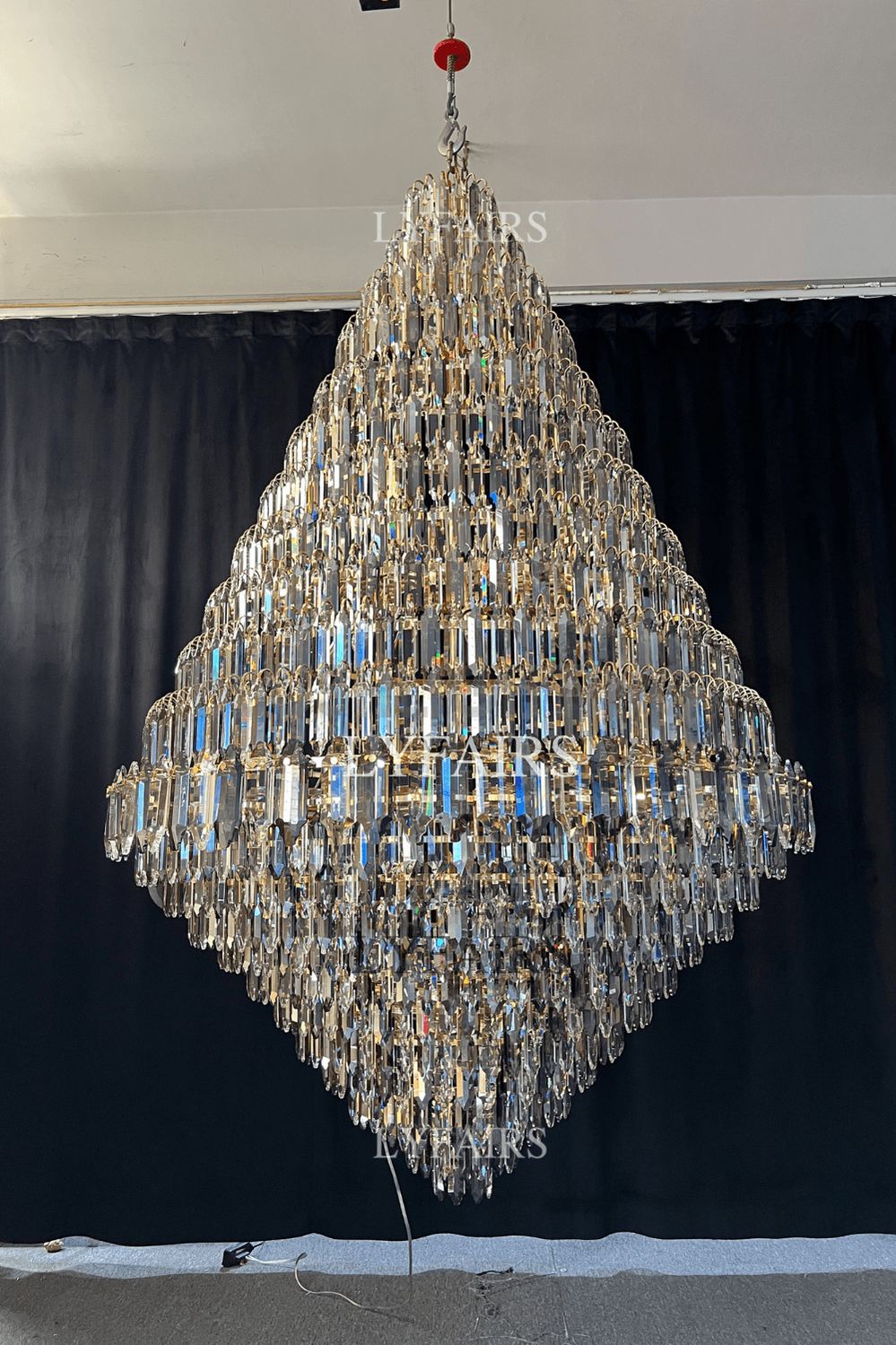 Luxury Multi-tiered Honeycomb Crystal Chandelier for High Ceiling-Chandeliers-Blushlighting-Blushlighting