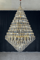 Luxury Multi-tiered Honeycomb Crystal Chandelier for High Ceiling-Chandeliers-Blushlighting-Blushlighting