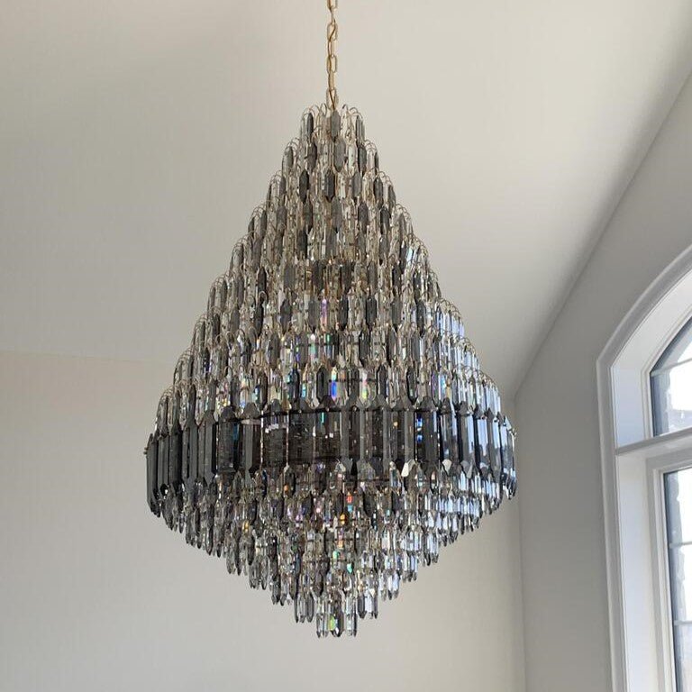 Luxury Multi-tiered Honeycomb Crystal Chandelier for High Ceiling-Chandeliers-Blushlighting-Blushlighting